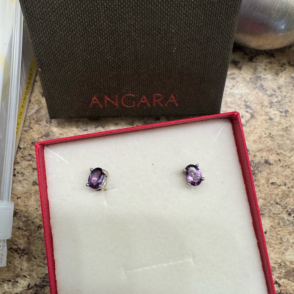 Amethyst sterling silver earrings by Angara